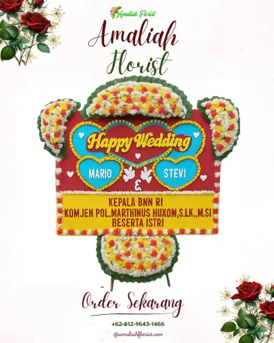 Karangan Papan Bunga Pernikahan di Prendengan